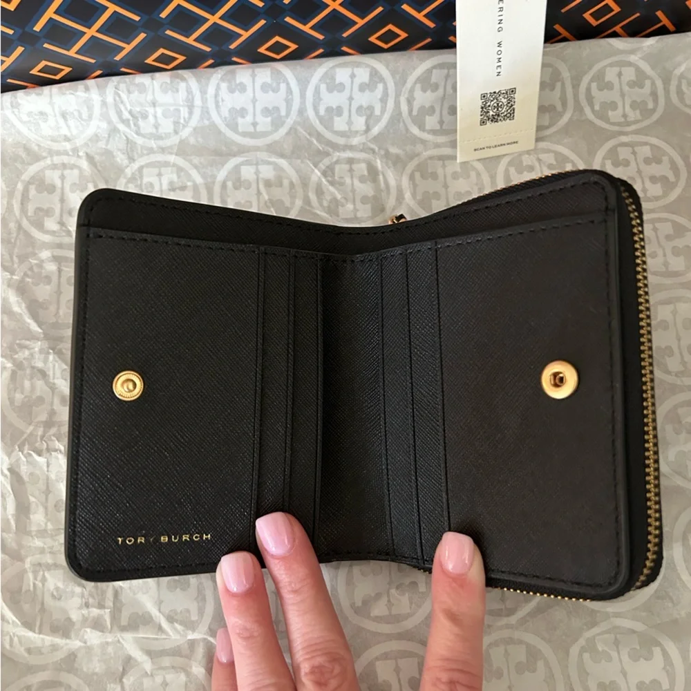 Tory Burch Emerson Mini Wallet Black Gold